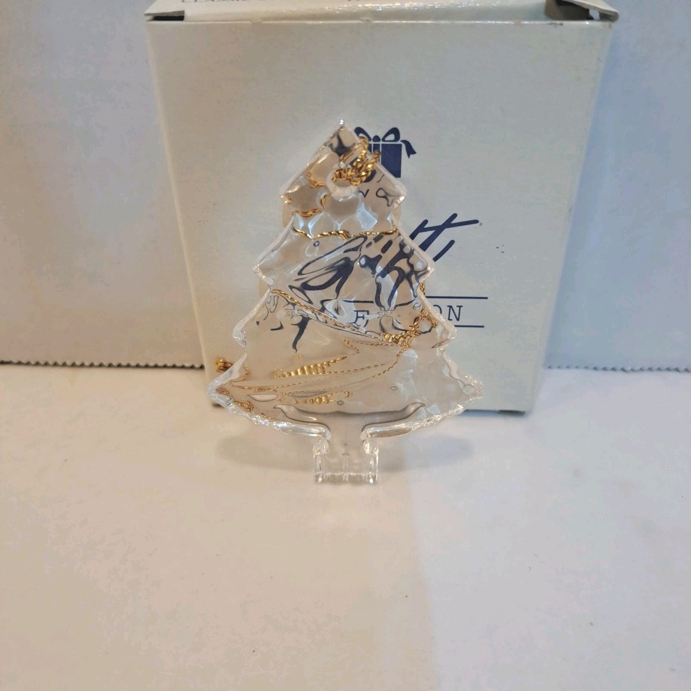 Avon Gift Collection Crystal Christmas Tree Hanging Ornament Clear Small 1995